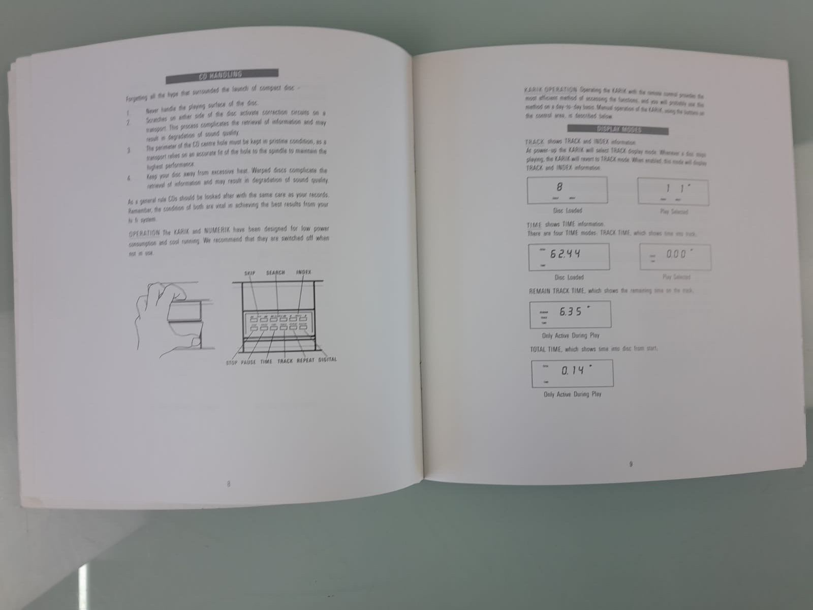 LINN KARIK - NUMERIK CD PLAYBACK SYSTEM OWNERS MANUAL