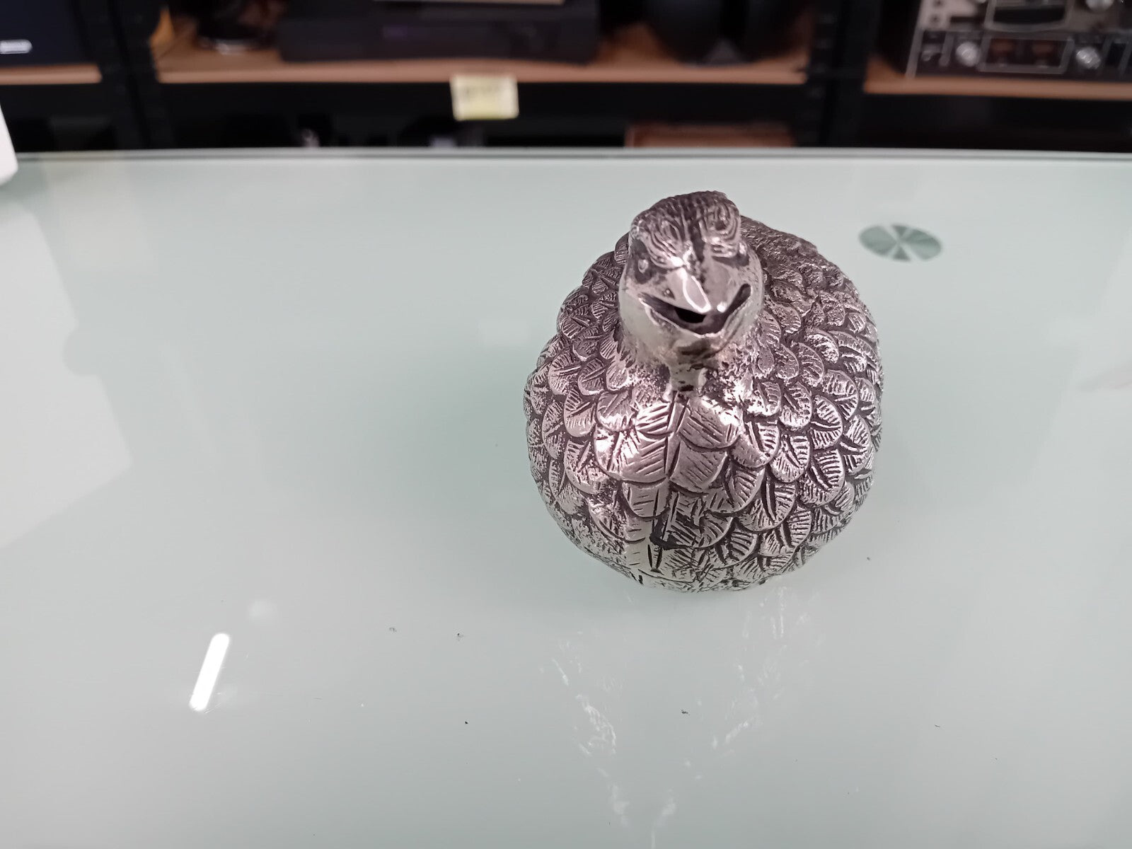 GUCCI MADE IN ITALY VINTAGE SILVER PEWTER QUAIL SUGAR CASTER