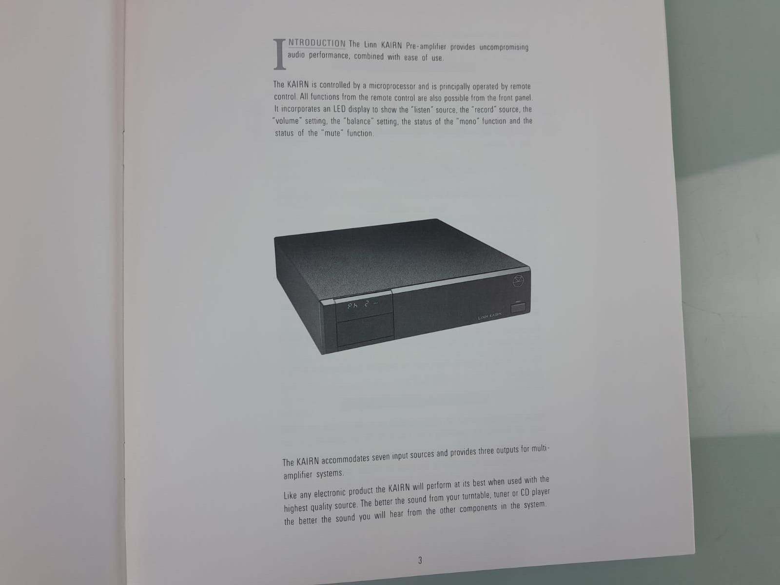 LINN KAIRN PREAMPLIFIER OWNERS MANUAL