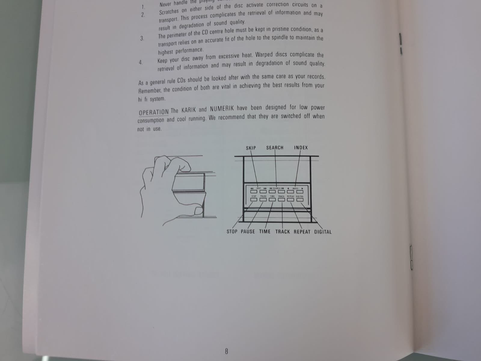 LINN KARIK - NUMERIK CD PLAYBACK SYSTEM OWNERS MANUAL