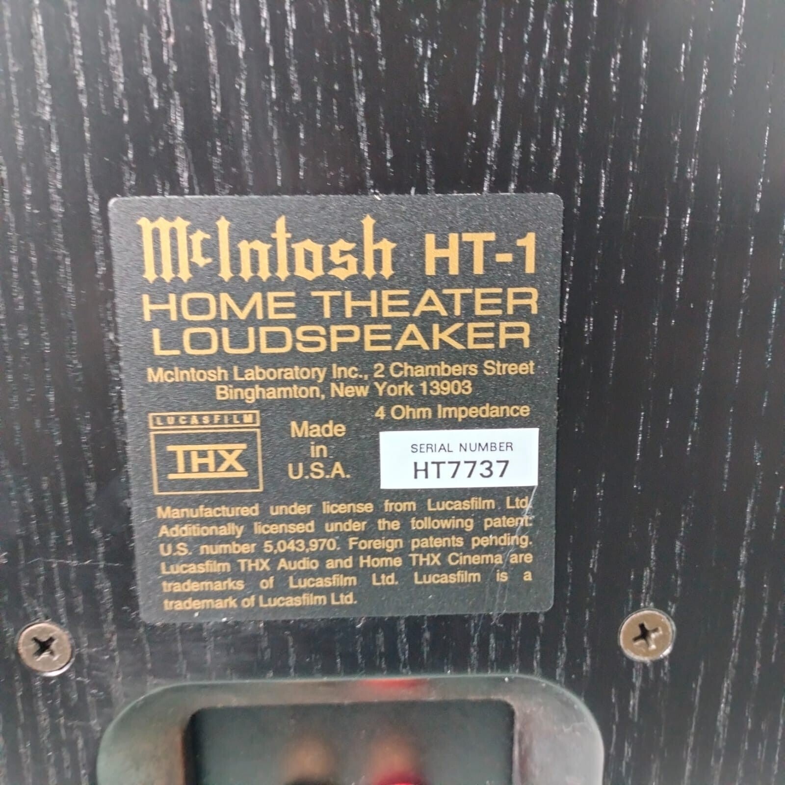MCINTOSH HT-1 HOME THEATER LOUDSPEAKER #002