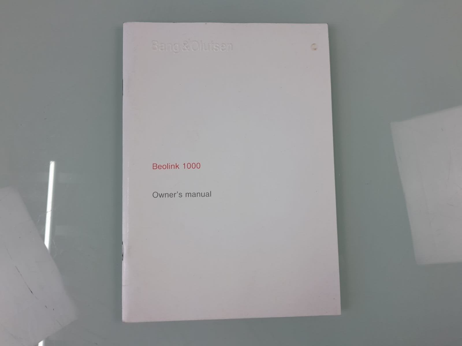BANG & OLUFSEN B&O BEOLINK 1000 REMOTE CONTROL OWNER'S MANUAL