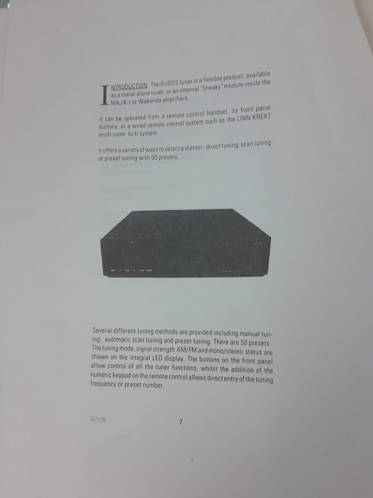 LINN KUDOS TUNER OWNERS MANUAL