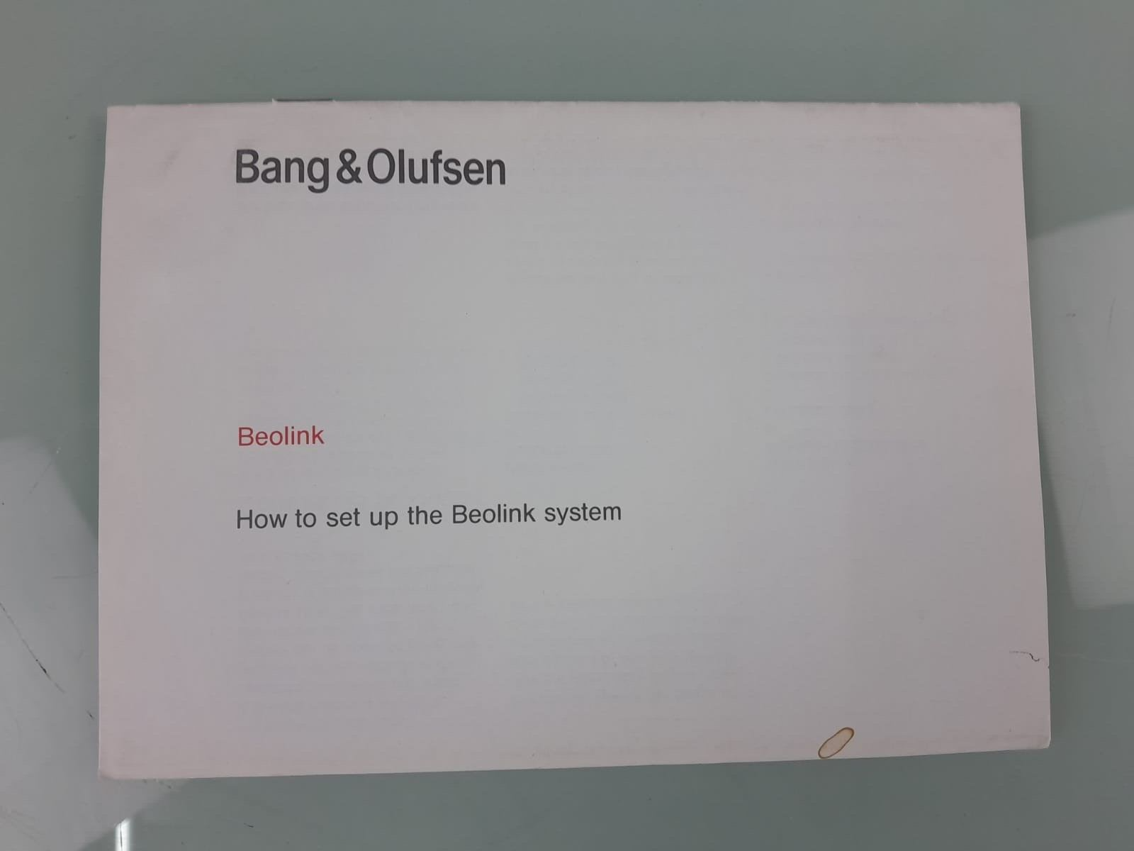 B&O BANG & OLUFSEN BEOLINK SYSTEM SETUP MANUAL