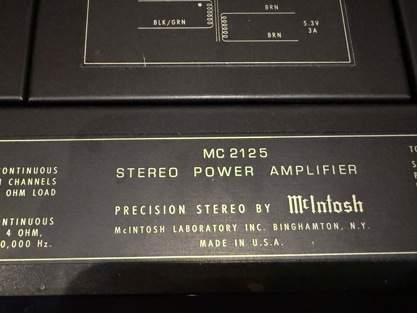 MCINTOSH MC2125 STEREO POWER AMPLIFIER