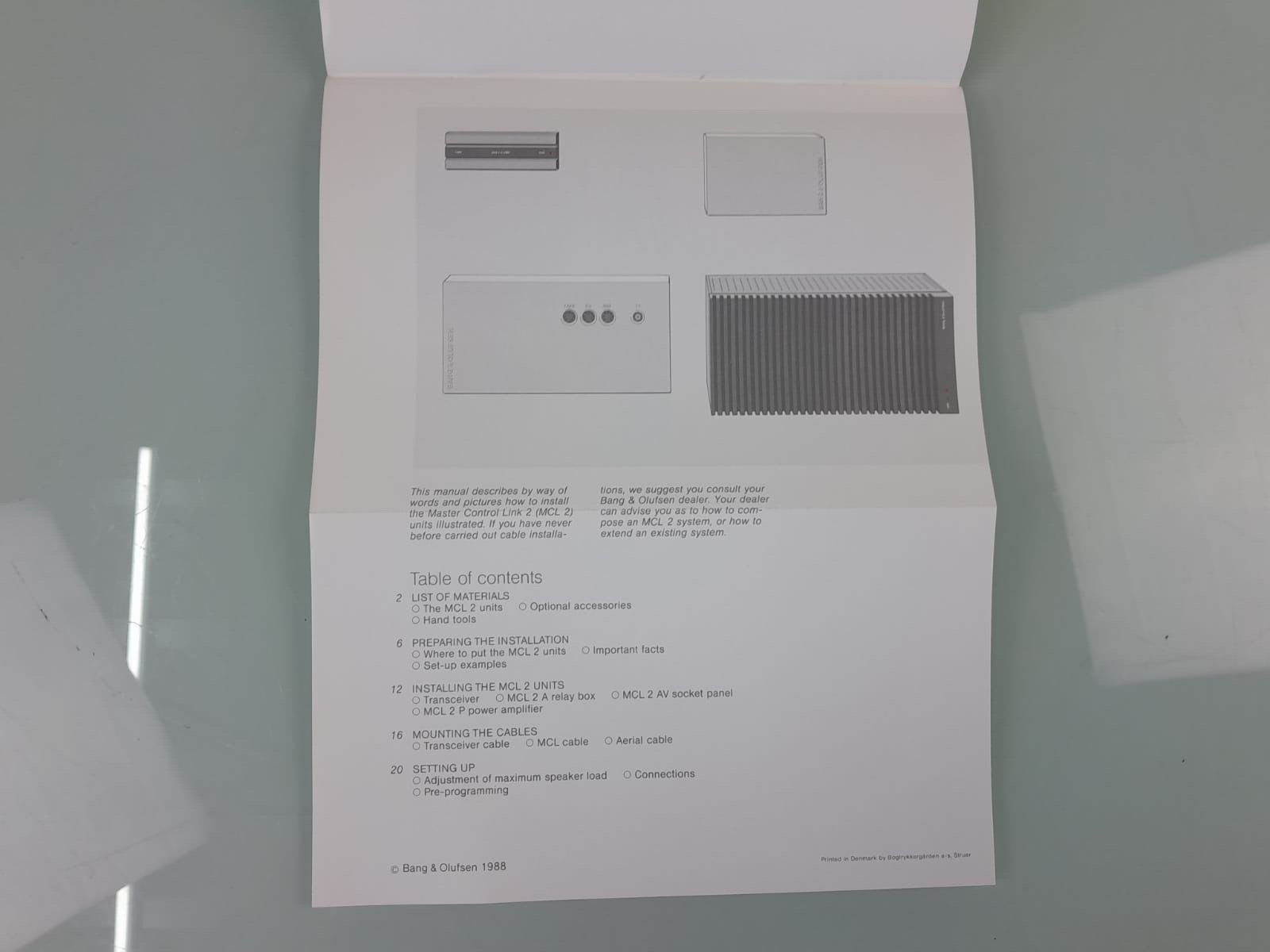 BANG & OLUFSEN B&O MASTER CONTROL LINK 2 INSTALLATION GUIDE MANUAL