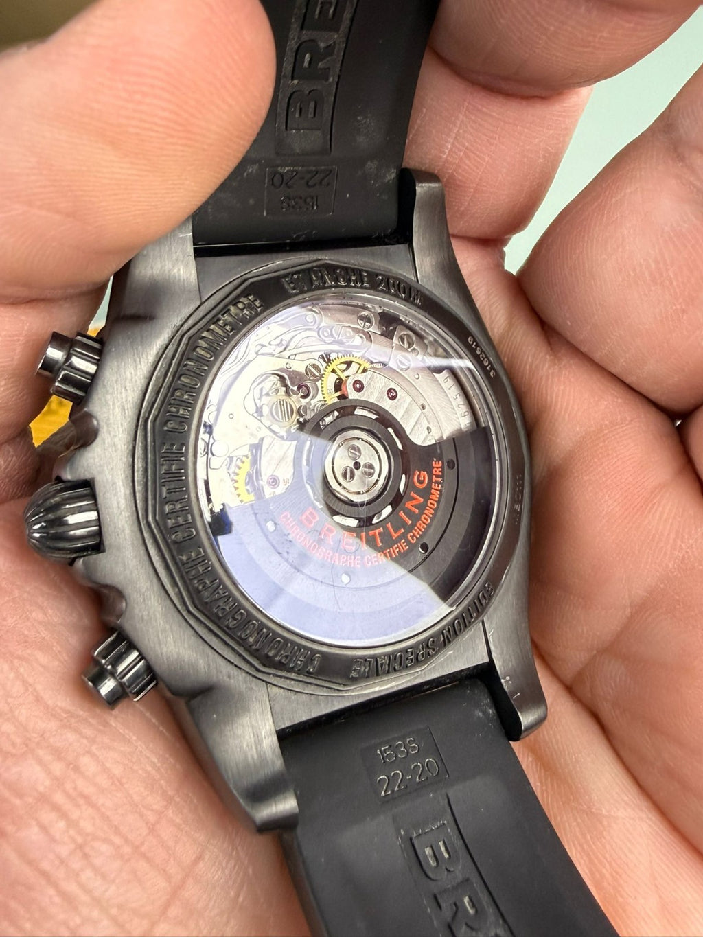 BREITLING MB0111 CHRONOMAT 44 RAVEN WATCH WITH BOX AND PAPERS
