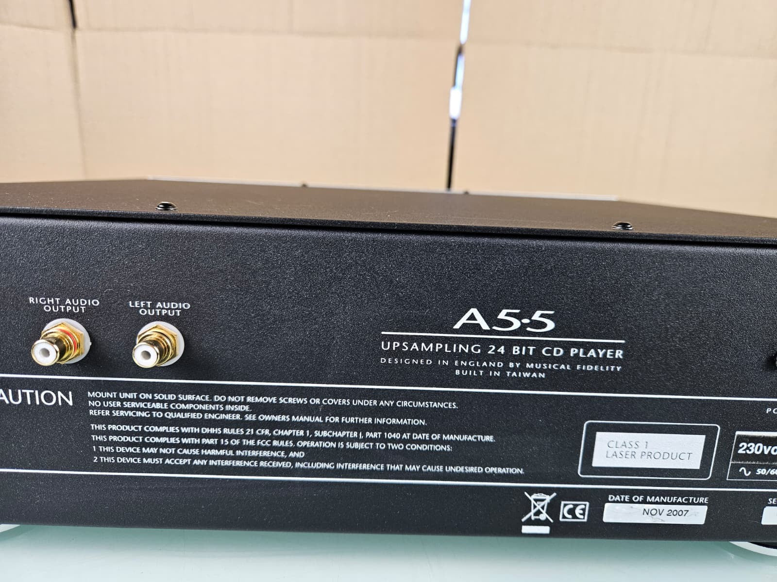 MUSICAL FIDELITY A5.5 UPSAMPLING 24 BIT CD PLAYER WITH REMOTE