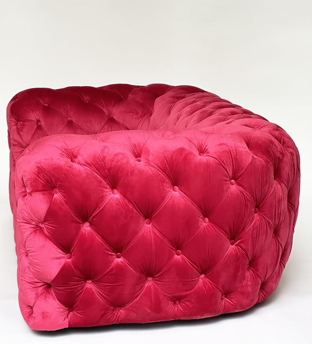 TWO SEAT SOFA RED VELVET CHESTERFEILD STYLE COUCH SETTEE LOUNGE