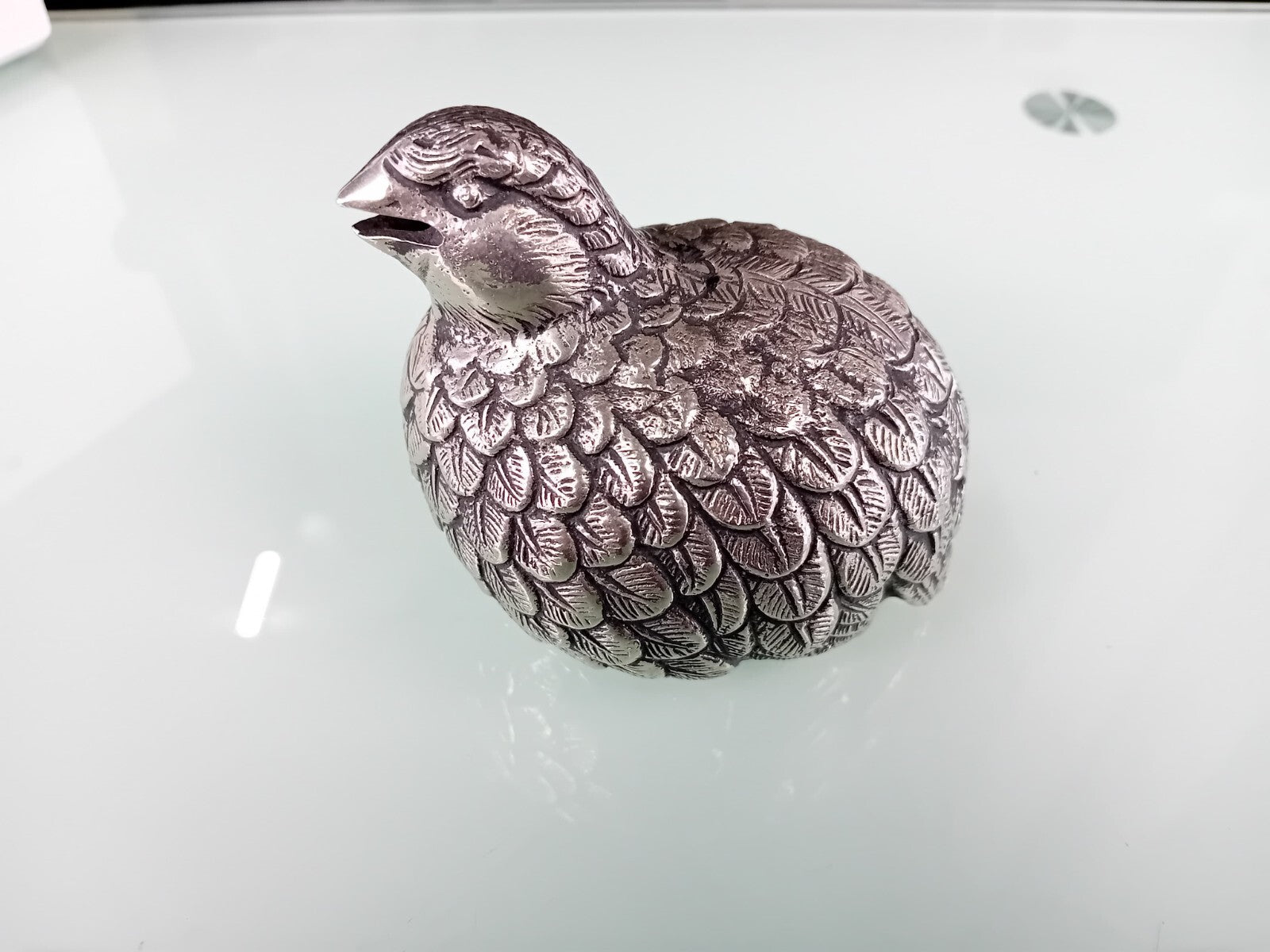 GUCCI MADE IN ITALY VINTAGE SILVER PEWTER QUAIL SUGAR CASTER