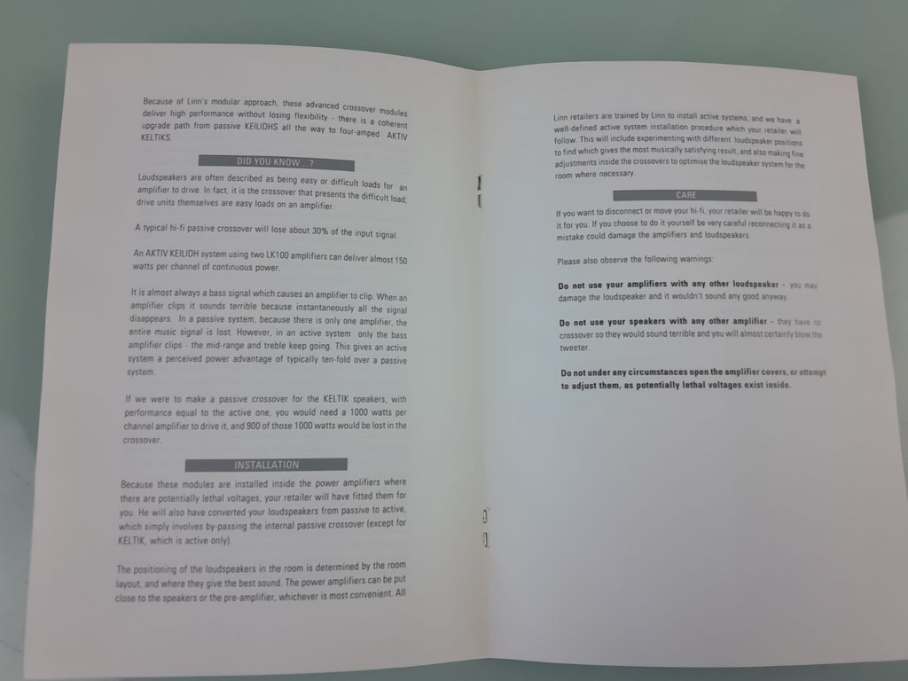 LINN AKTIV MODULES OWNERS MANUAL