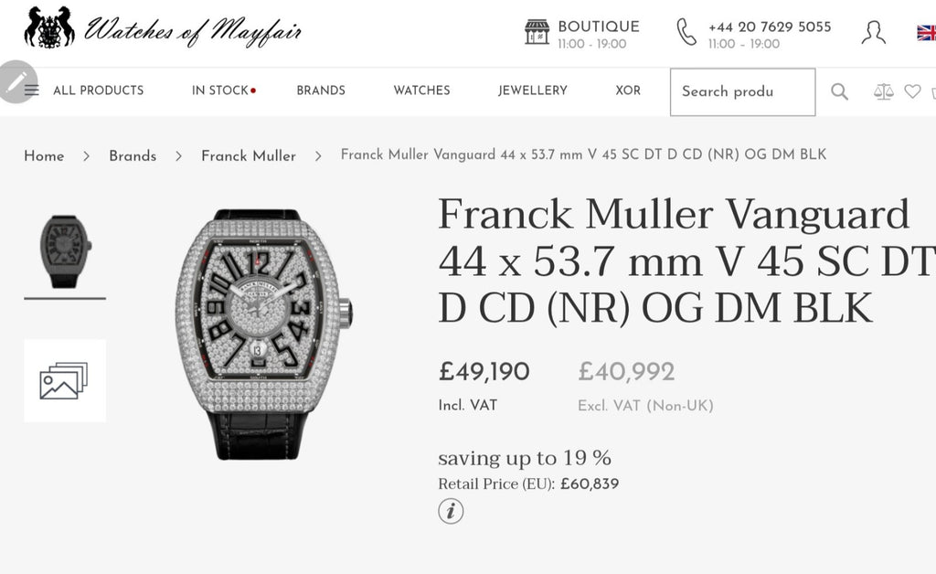 FRANCK MULLER VANGUARD DIAMOND BUSS MASTER COMPLICATIONS V 45 SC DT YACHTING