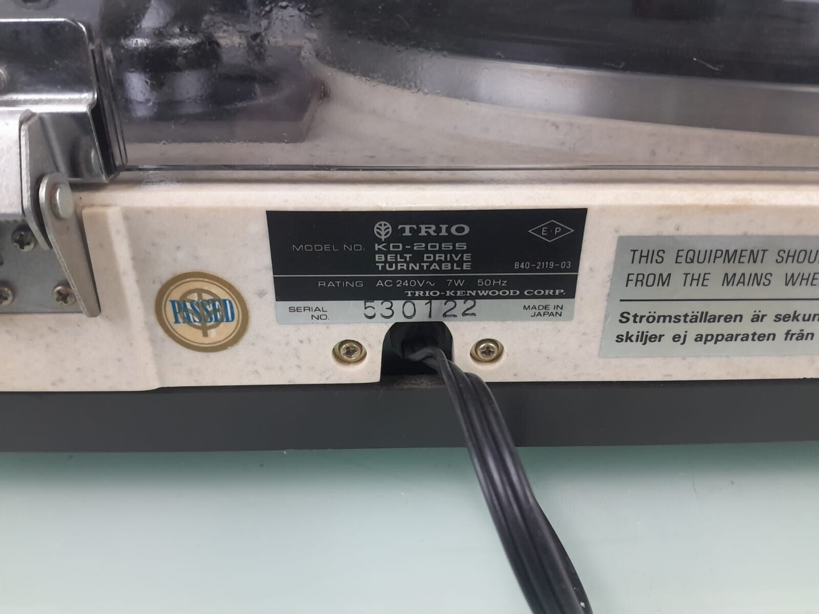 TRIO KD 2055 AUTOMATIC RETURN BELT DRIVE TURNTABLE