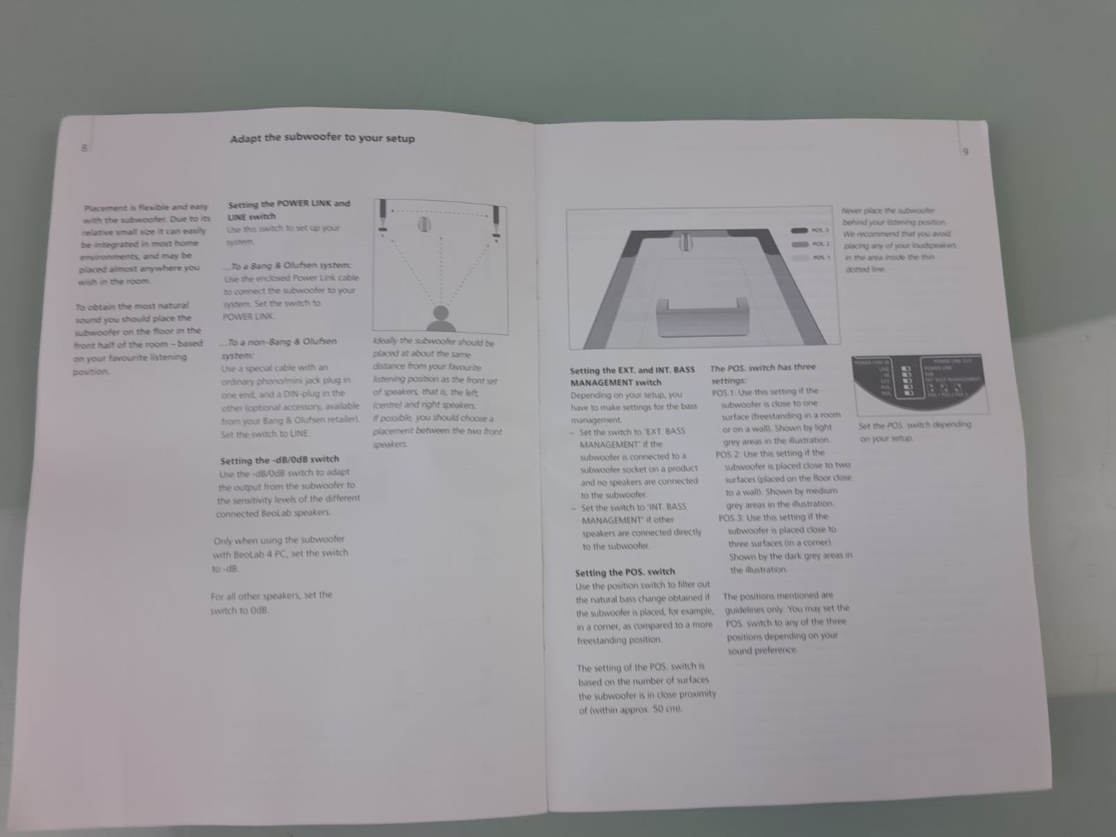 BANG & OLUFSEN B&O BEOLAB 11 SUBWOOFER GUIDE / MANUAL