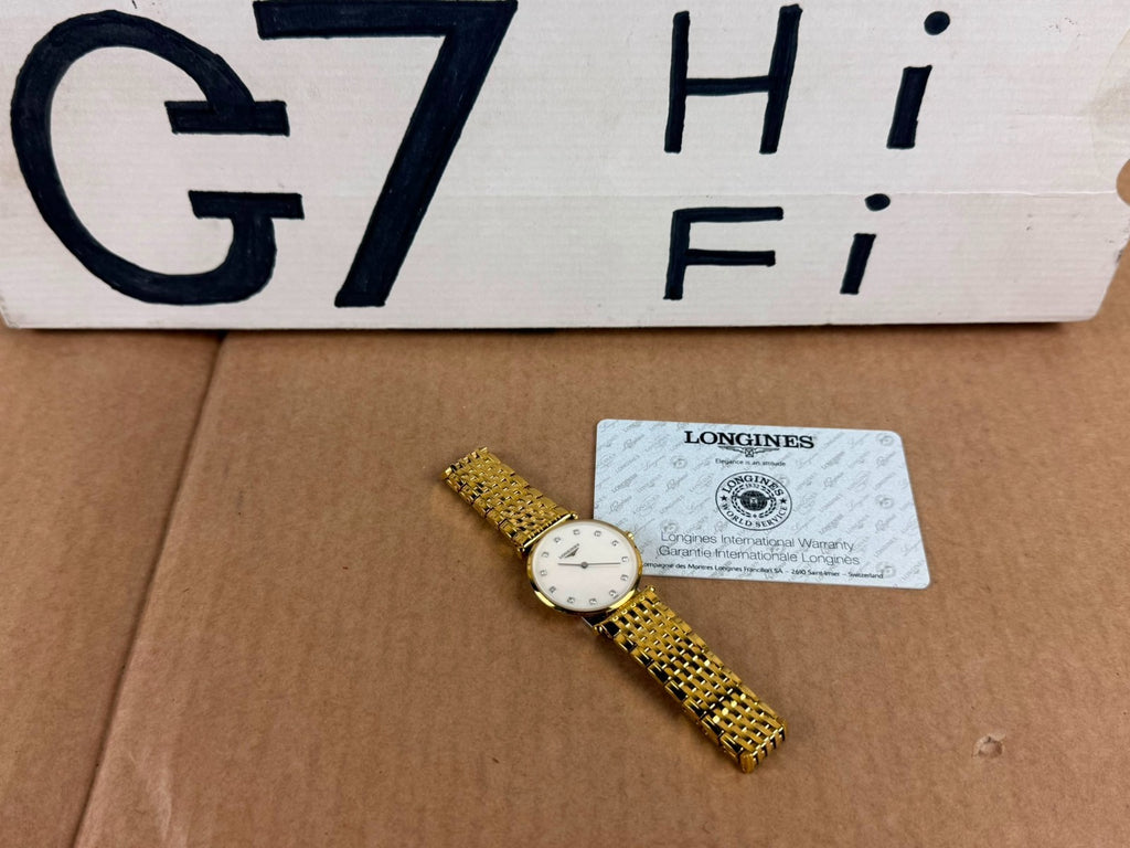 LONGINES LA GRANDE CLASSIQUE GOLD PLATED QUARTZ DIAMOND MOTHER OF PEARL WATCH