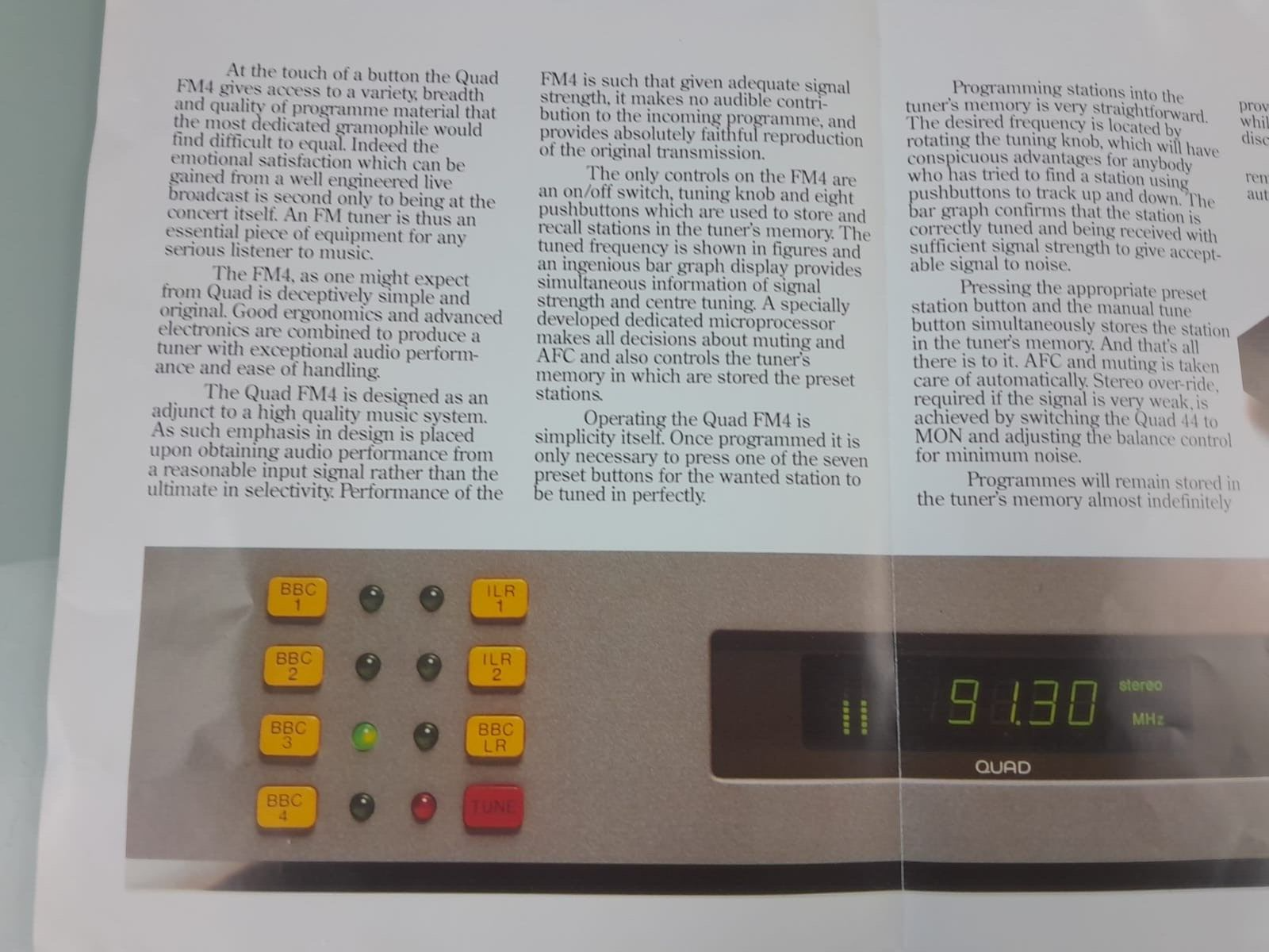 QUAD FM4 TUNER BOOK