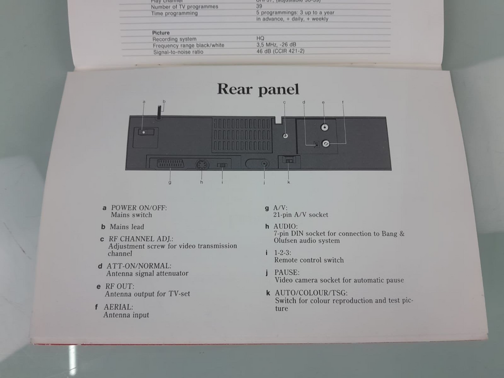 BANG & OLUFSEN B&O BEOCORD VHS 91.2 MANUAL