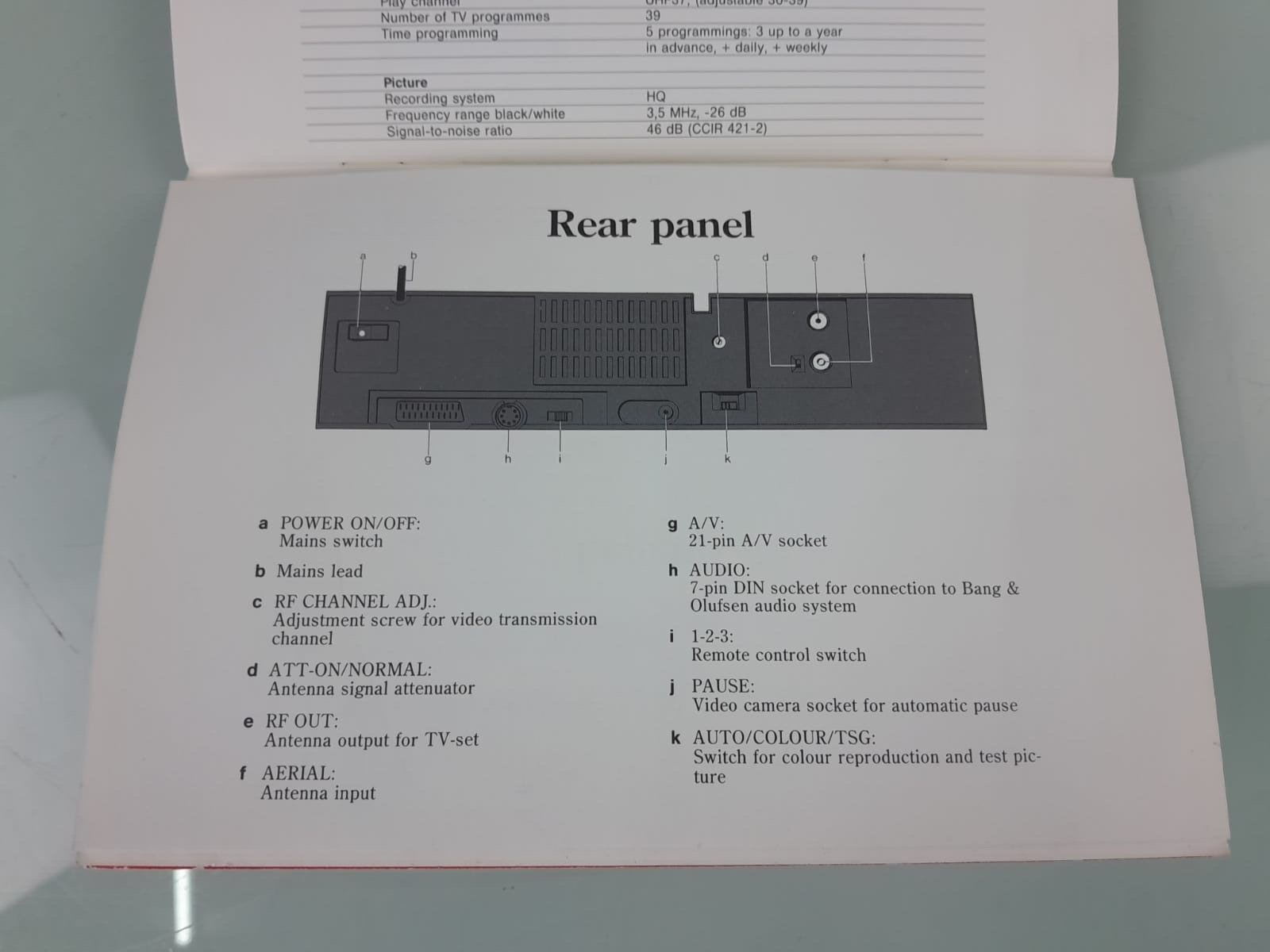 BANG & OLUFSEN B&O BEOCORD VHS 91.2 MANUAL