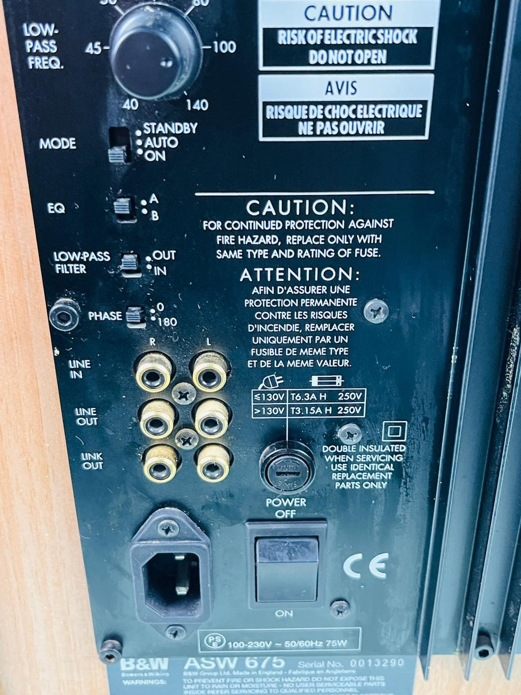 B&W BOWERS & WILKINS ASW675 SUBWOOFER