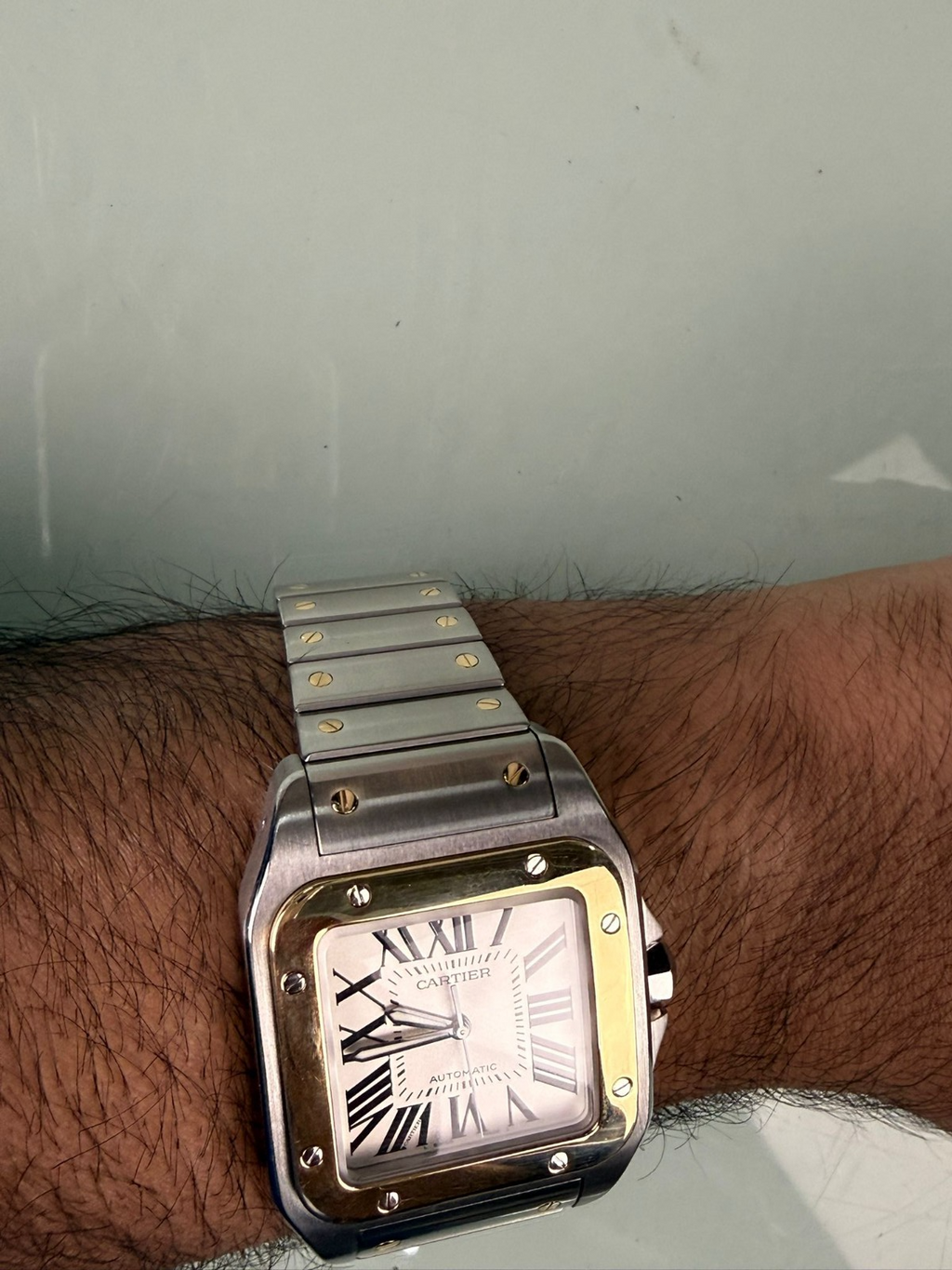 CARTIER SANTOS 100 2656 AUTOMATIC STEEL & GOLD WATCH
