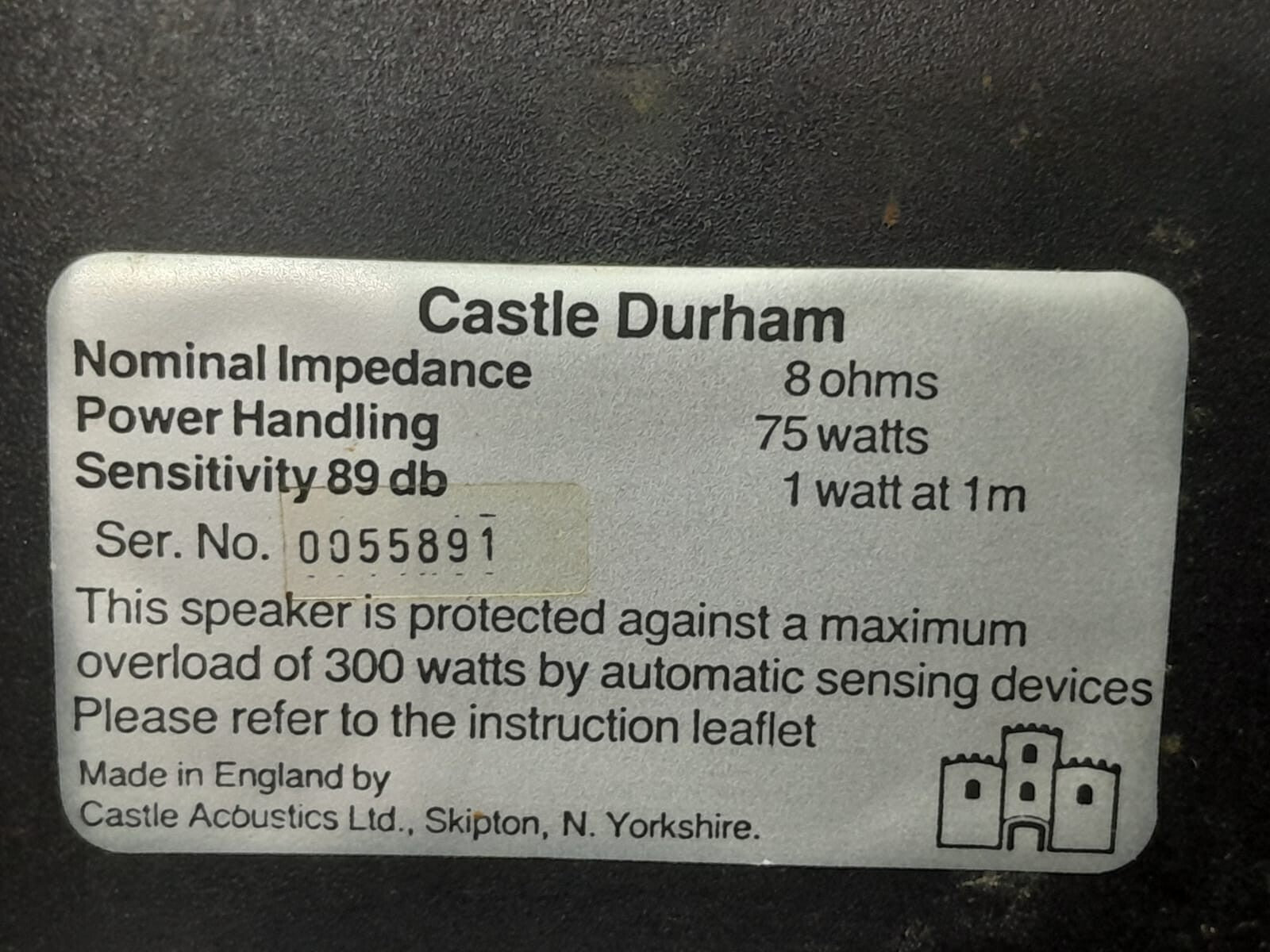 CASTLE DURHAM SPEAKERS WITH ORIGINAL CASTLE STANDS