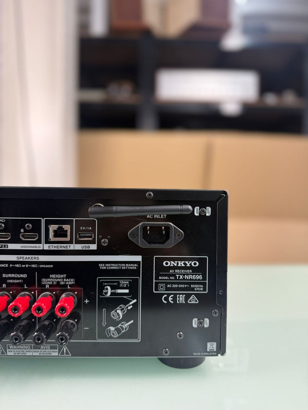 Txnr696 Rear ONKYO TX NR696 AV RECEIVER WITH REMOTE – G7 HI FI