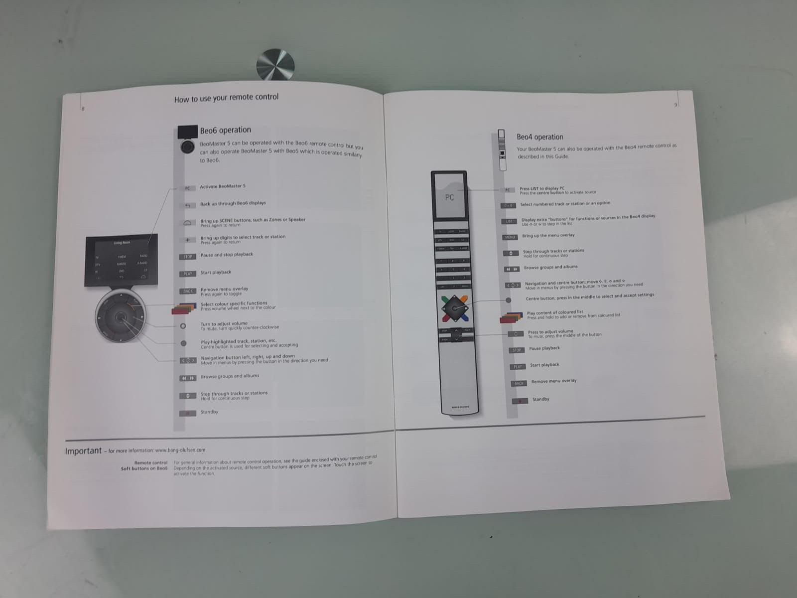 BANG & OLUFSEN B&O BEOMASTER 5 INSTRUCTIONAL MANUAL