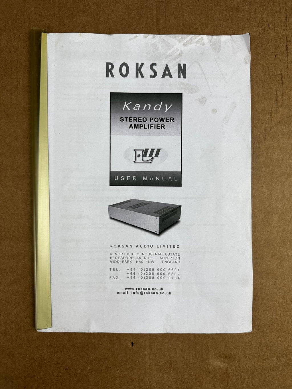 Roksan Kandy Stereo Power Amplifier User Manual