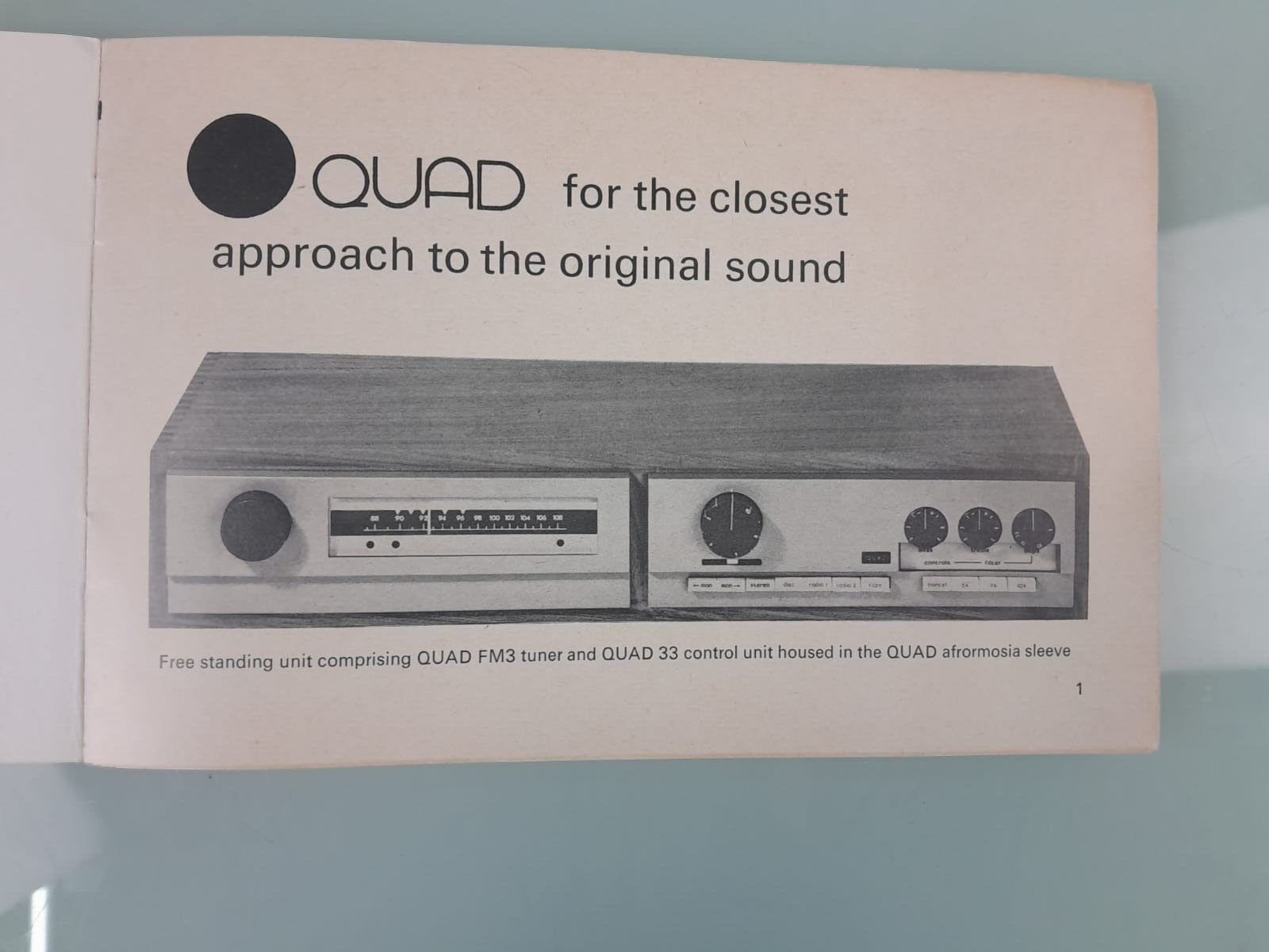 QUAD FM 3 STEREO TUNER INSTRUCTION BOOK / MANUAL