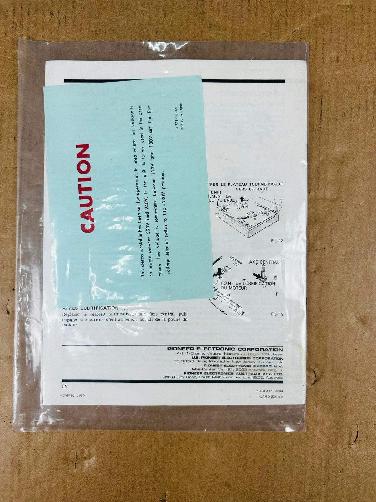 Pioneer PL-12D turntable Manual