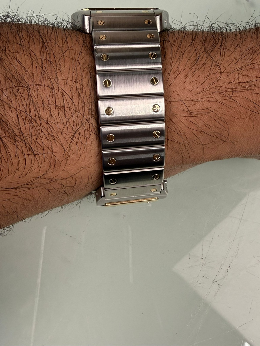 CARTIER SANTOS 100 2656 AUTOMATIC STEEL & GOLD WATCH