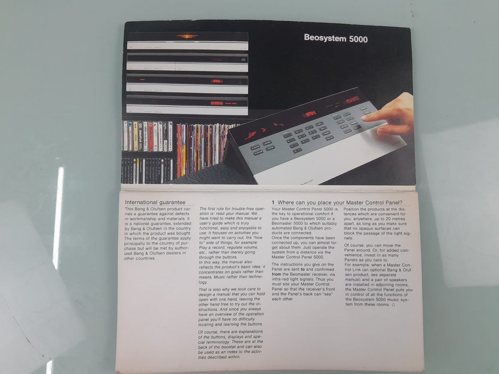 BANG & OLUFSEN BEOSYSTEM 5000 MASTER CONTROL PANEL MANUAL