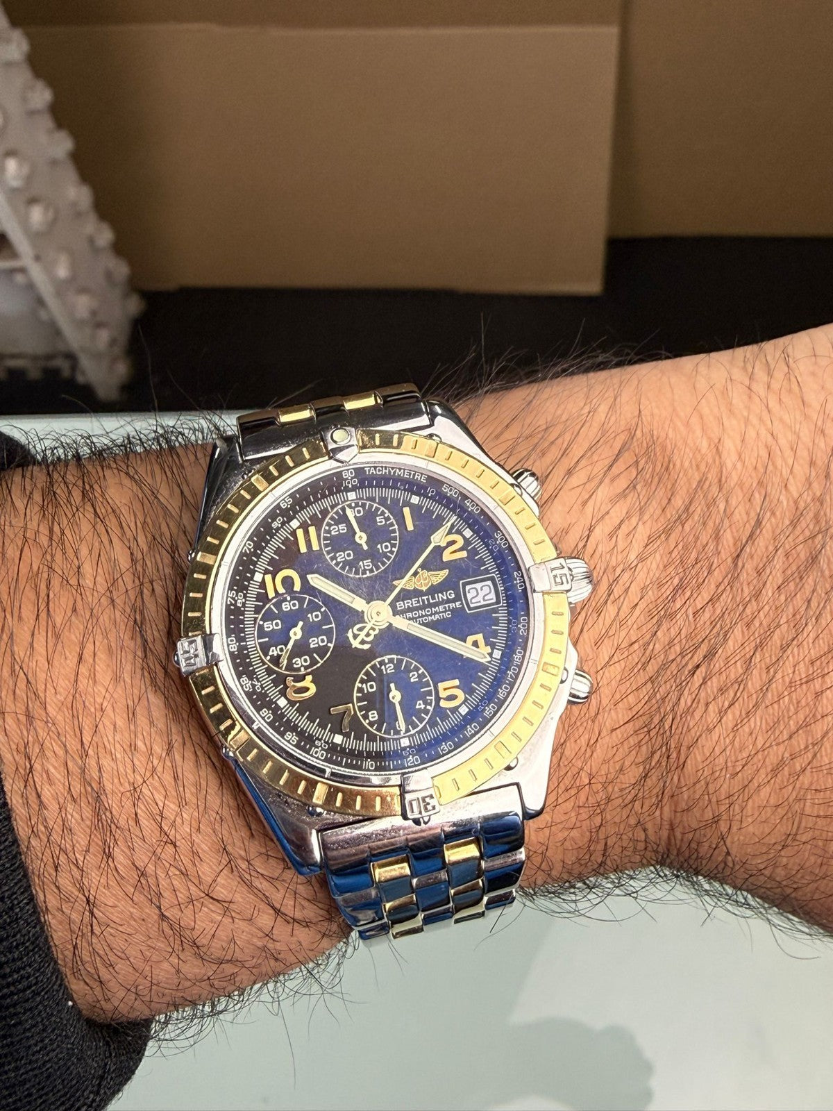 BREITLING 1884 CHRONOMAT D13352 GOLD AND STEEL AUTOMATIC WATCH