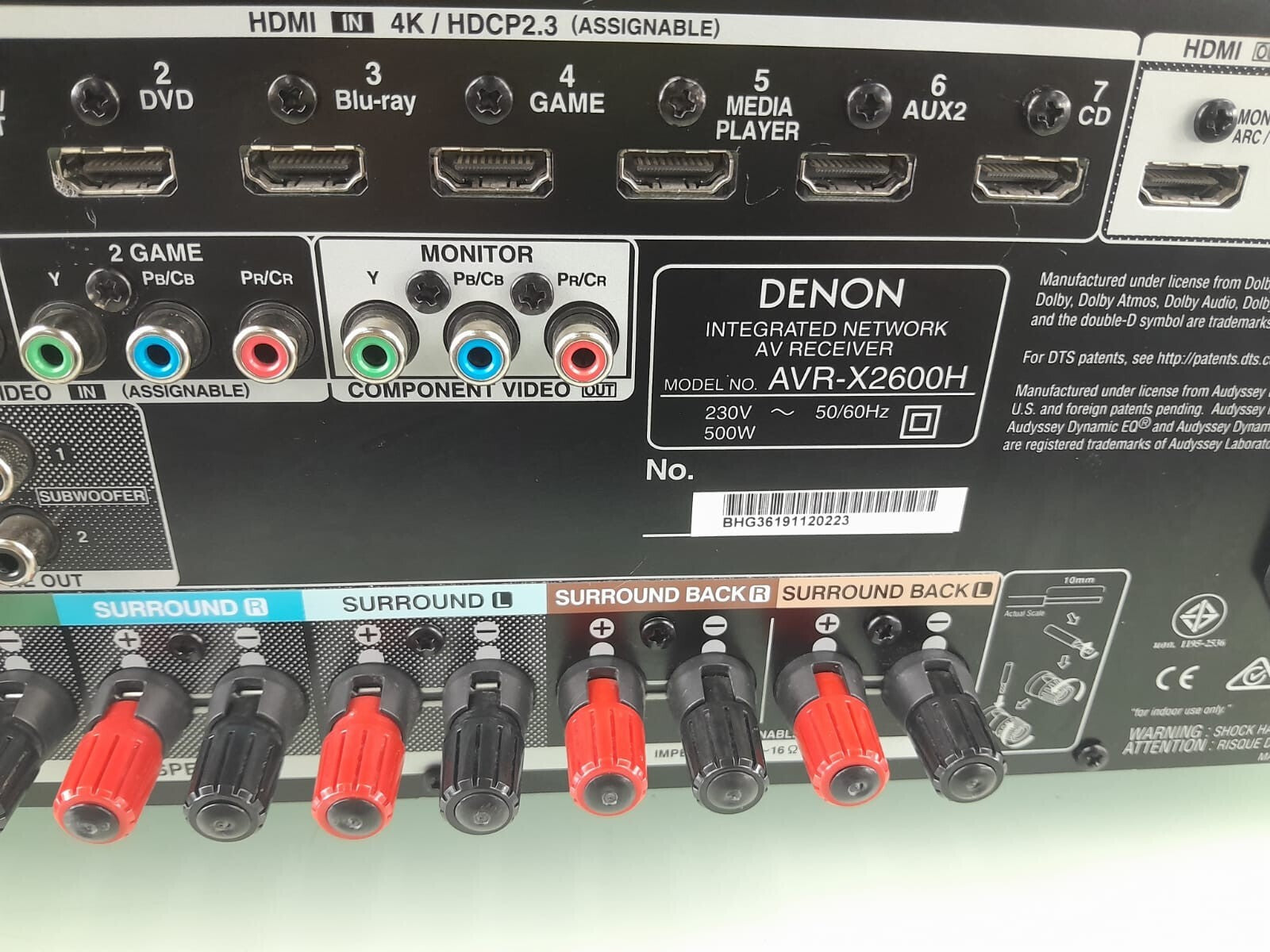 DENON AVR X2600H INTEGRATED NETWORK AV RECEIVER WITH REMOTE