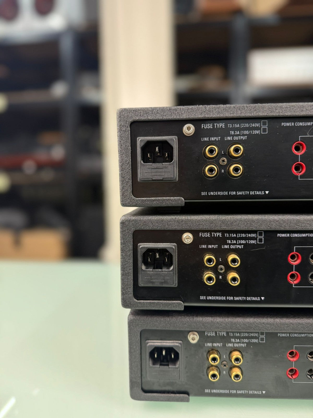 LINN LK100 POWER AMPLIFIERS x3 KABER ACTIV CARDS MID BASS TREBLE