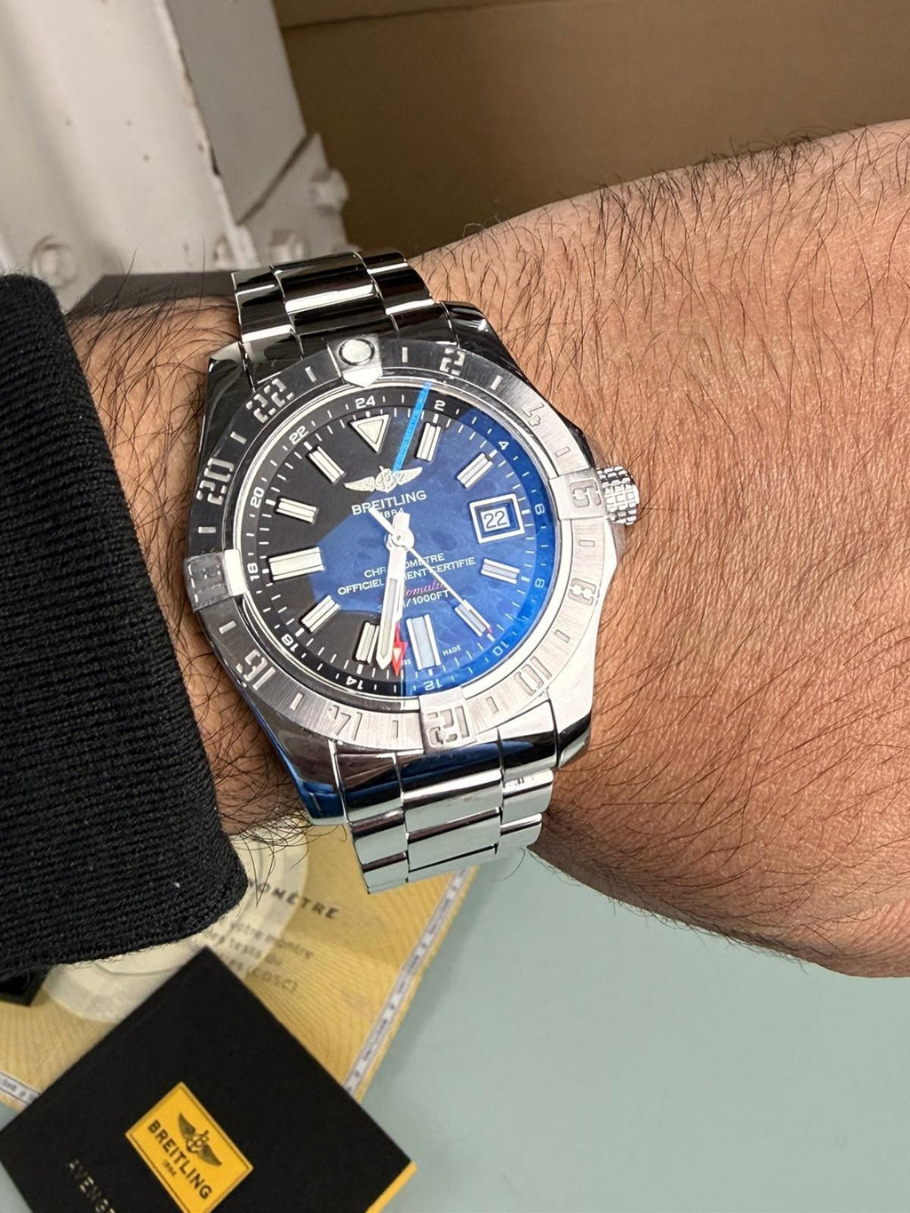 BREITLING 1884 AVENGER II GMT A32390 WATCH WITH BOX AND PAPERS