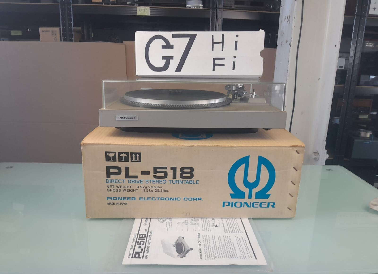 PIONEER PL 518 DIRECT DRIVE STEREO TURNTABLE WITH ADC 10E MK IV CARTRIDGE