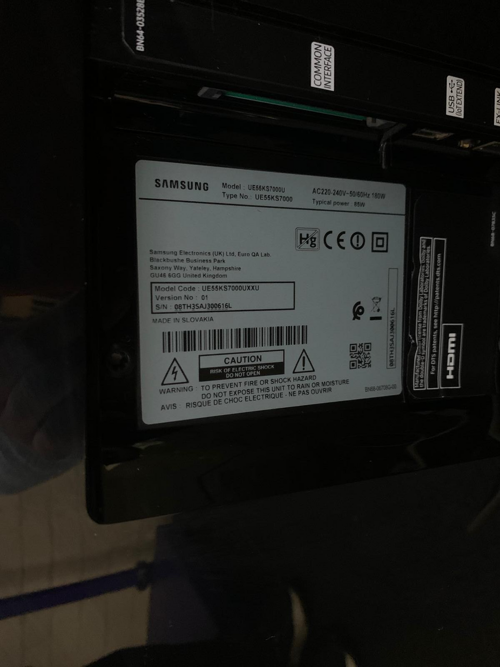 SAMSUNG UE55KS7000U 55 INCH TV