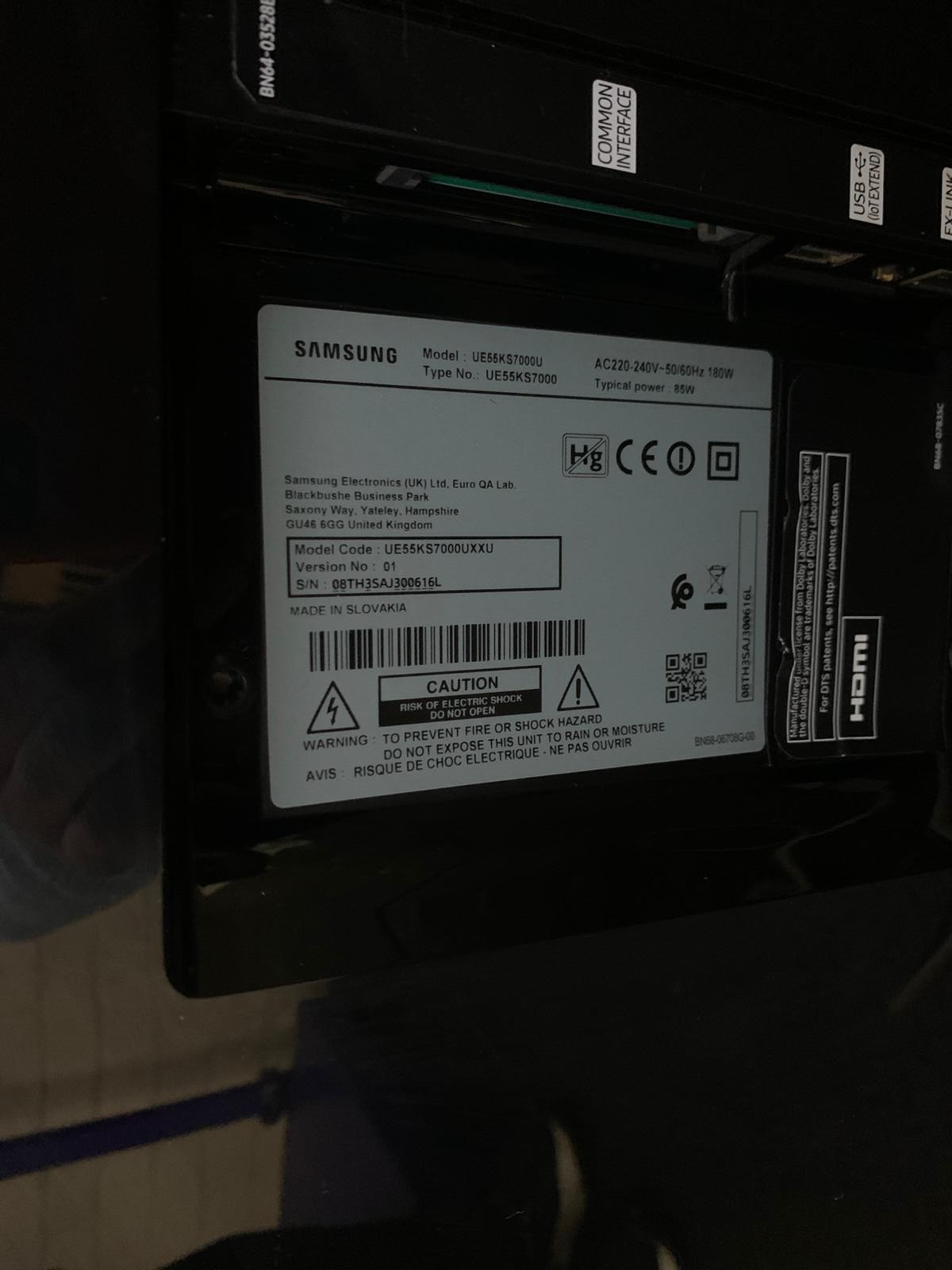 SAMSUNG UE55KS7000U 55 INCH TV