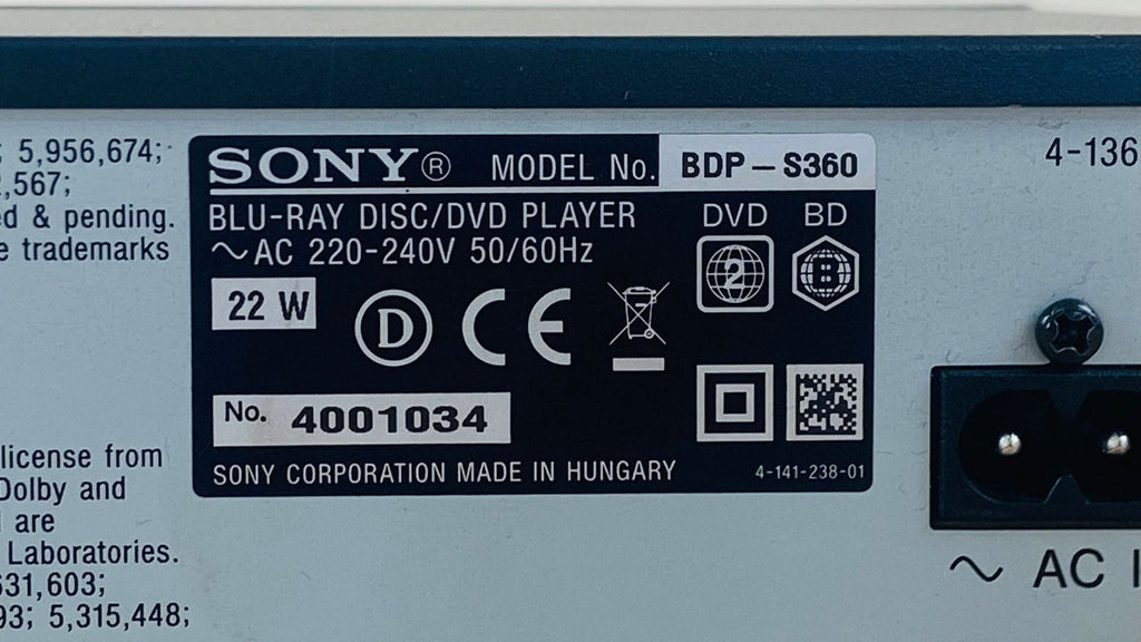SONY BDP S360 BLU-RAY DISC/DVD PLAYER WITH REMOTE
