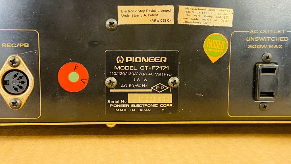 SERVICED PIONEER CT F7171 STEREO CASSETTE TAPE DECK