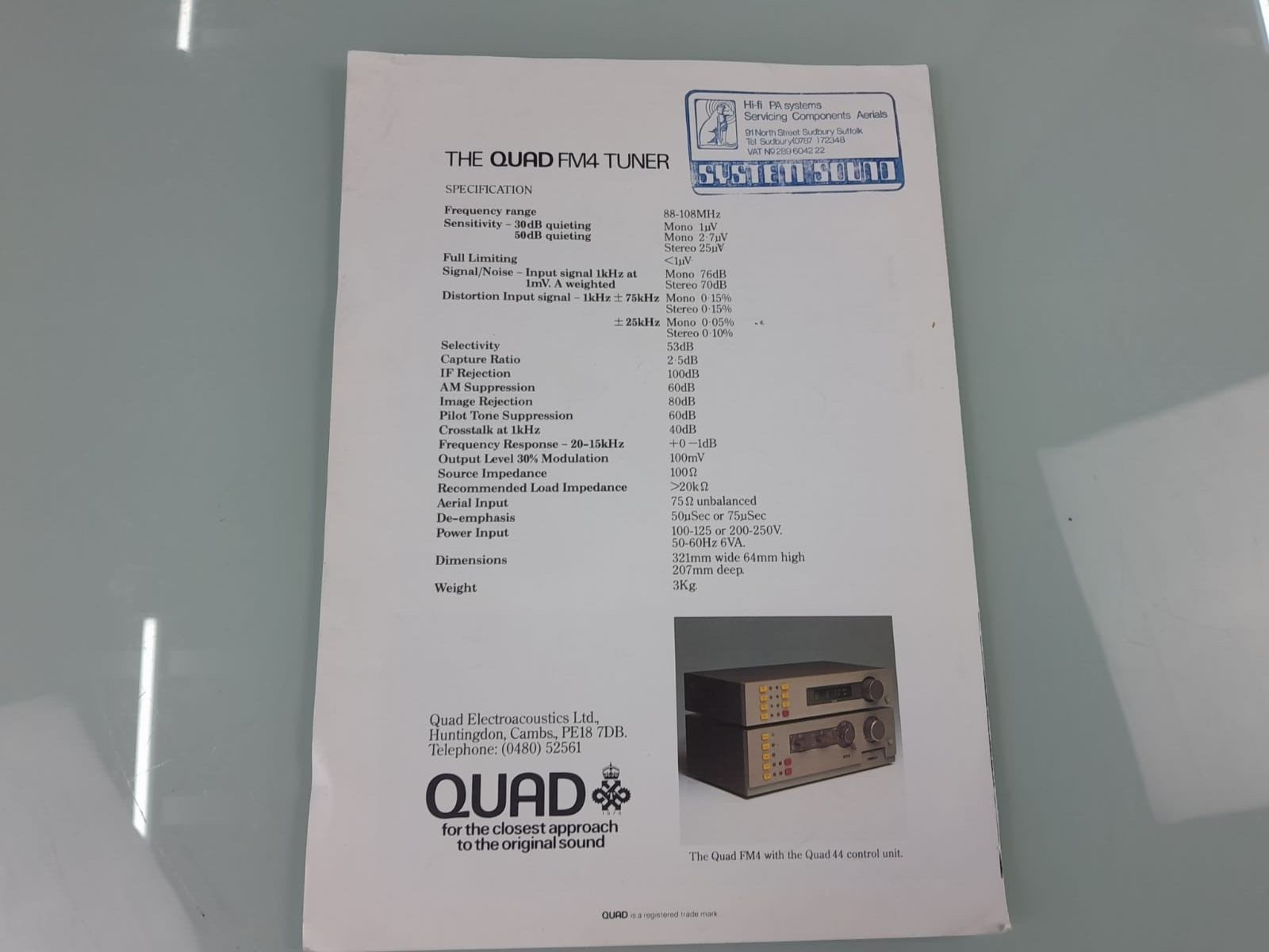 QUAD FM4 TUNER BOOK