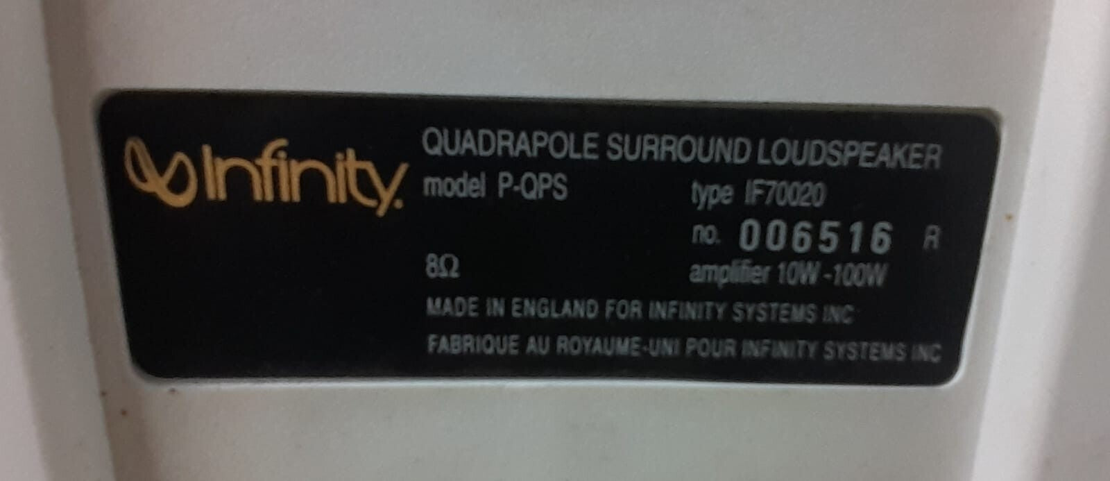 INFINITY P QPS QUADRAPOLE SURROUND LOUDSPEAKERS