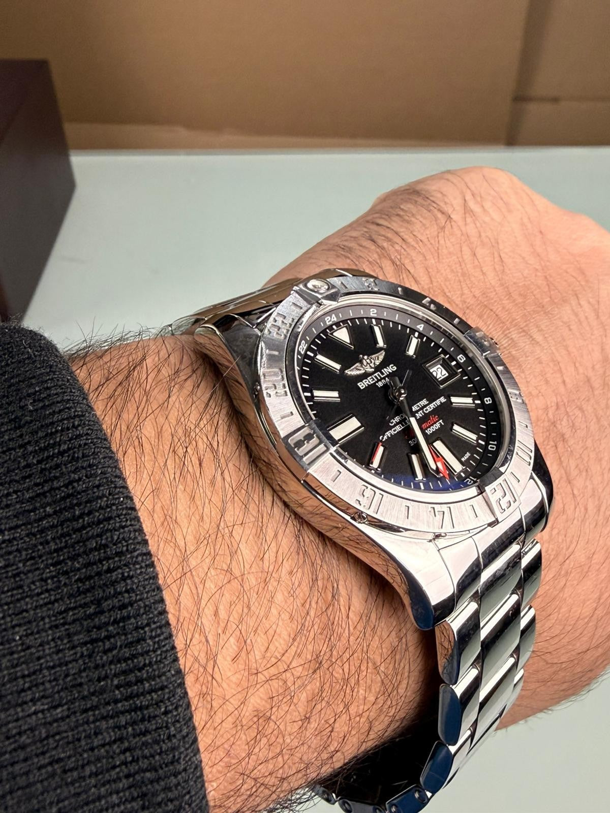 BREITLING 1884 AVENGER II GMT A32390 WATCH WITH BOX AND PAPERS