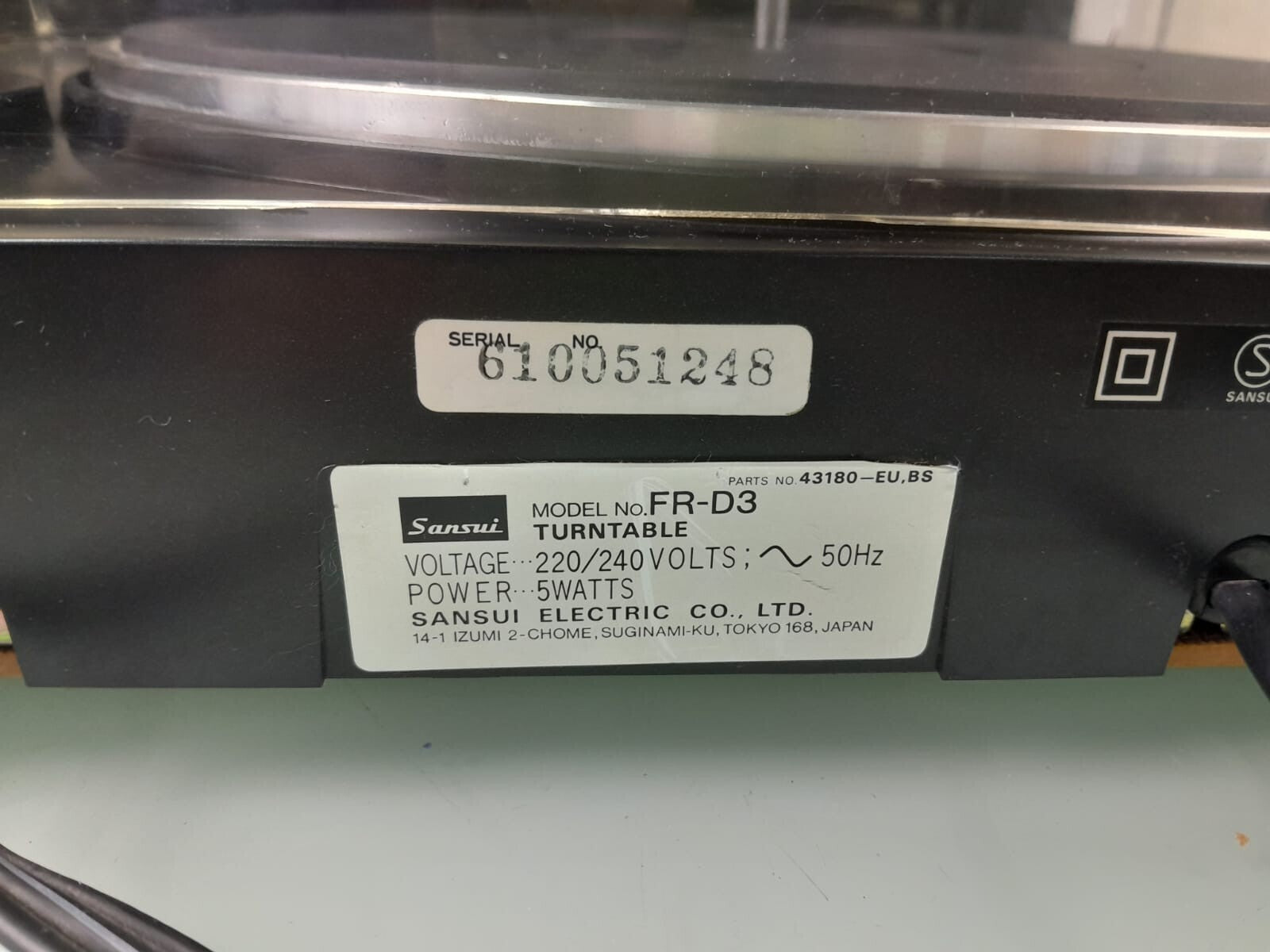 SANSUI FR D3 TURNTABLE