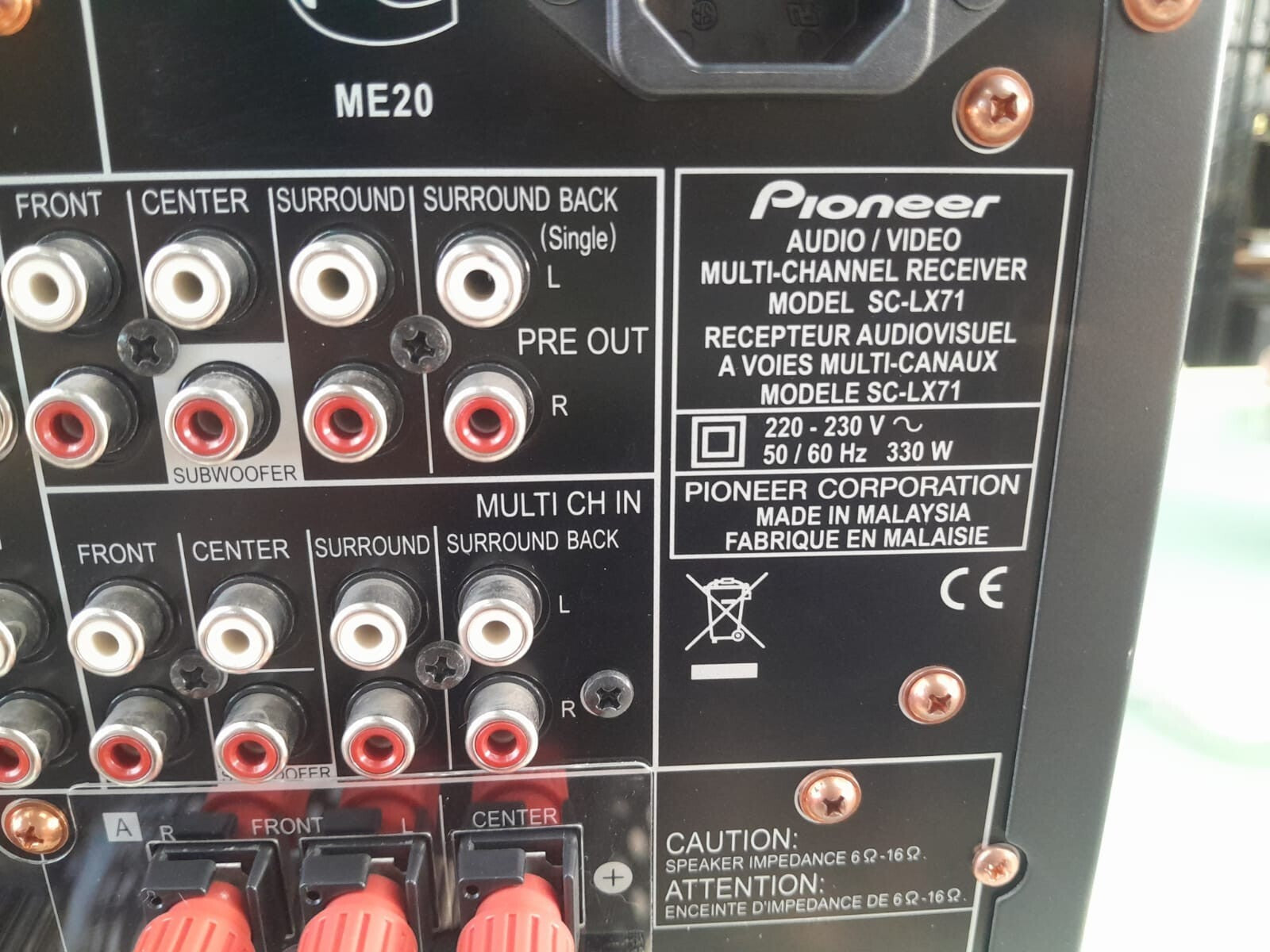 PIONEER SC LX71 AV MULTI-CHANNEL RECEIVER