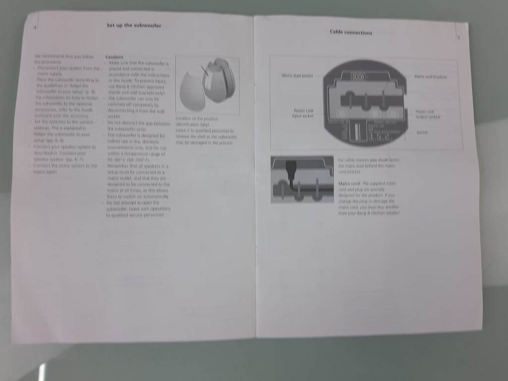 BANG & OLUFSEN B&O BEOLAB 11 SUBWOOFER GUIDE / MANUAL