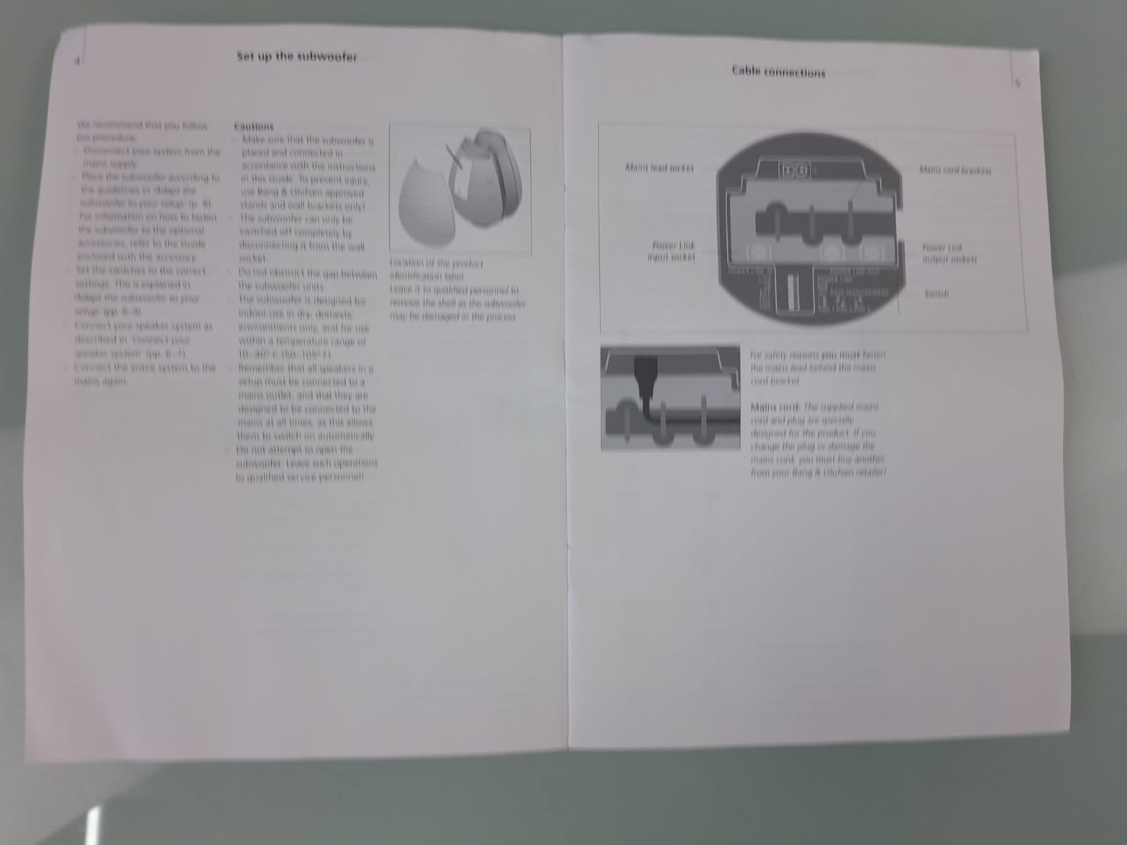 BANG & OLUFSEN B&O BEOLAB 11 SUBWOOFER GUIDE / MANUAL