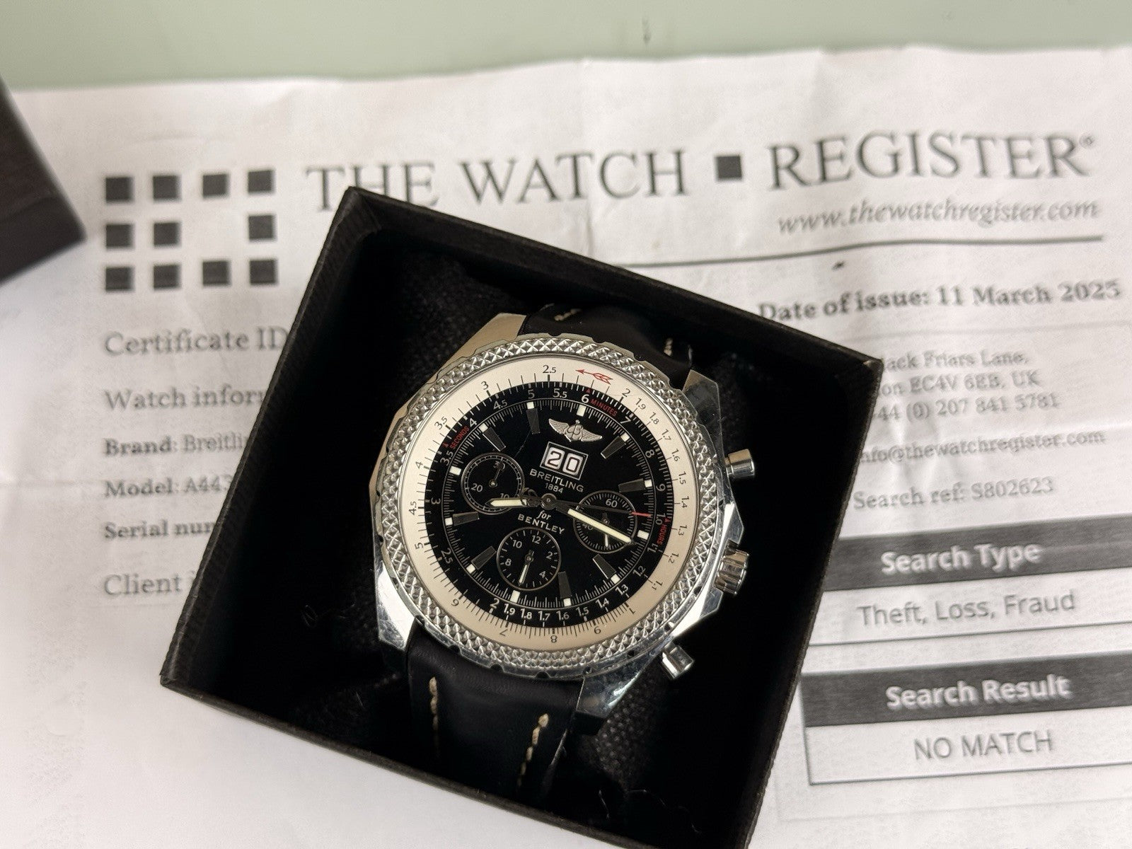 Breitling for Bentley 6.75 Watch - A44362 chronograph automatic mens leather