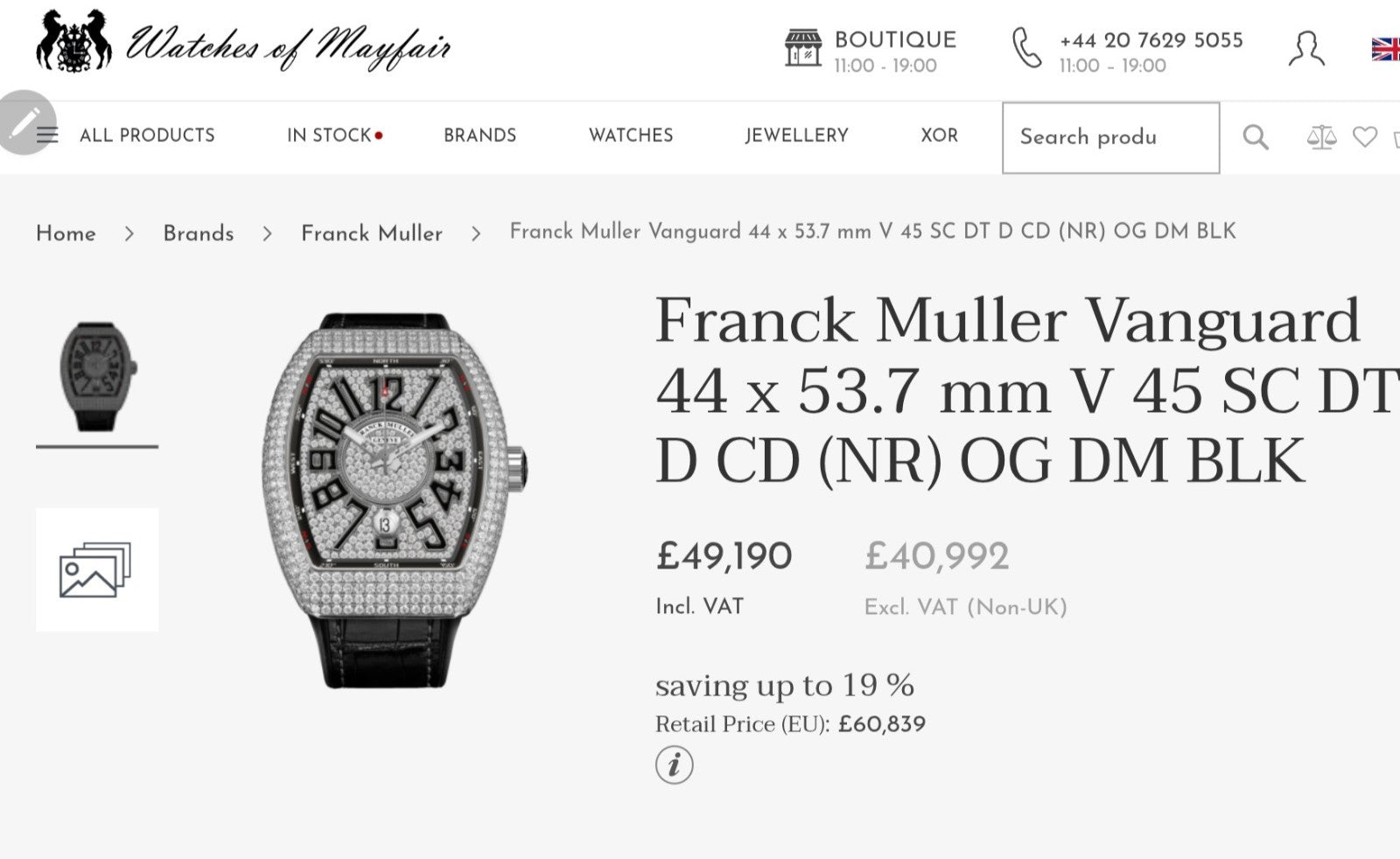 FRANCK MULLER VANGUARD DIAMOND ICED MASTER COMPLICATIONS V 45 SC DT YACHTING
